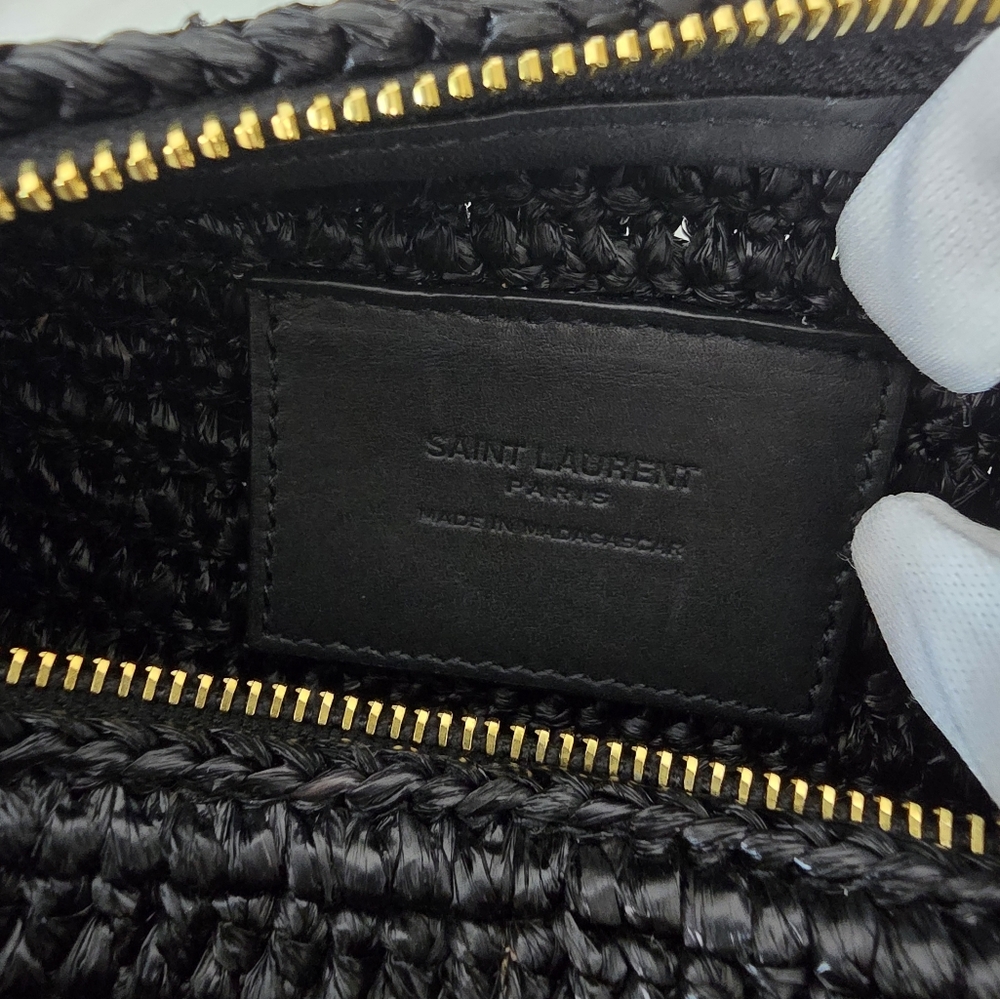 🔥RARE🔥Yves Saint Laurent Black Woven Raffia Shoulder Bag - Picture 5 of 10
